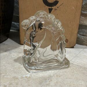 vintage FEDERAL GLASS COMPANY clear glass horse head bookend